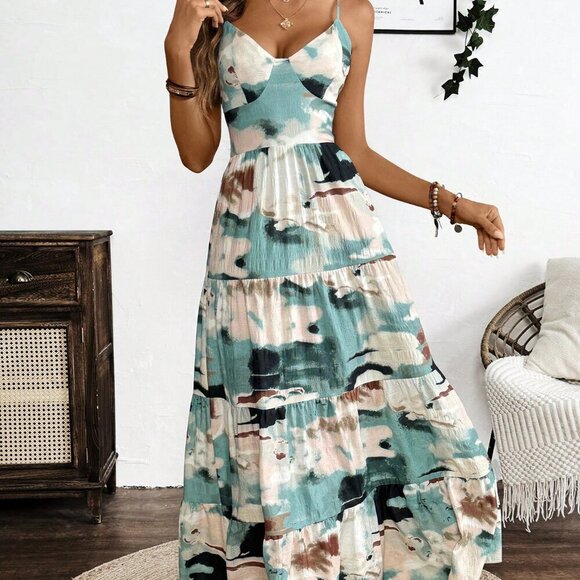 Multicolor Boho Women's Summer Floral Print Maxi Dress - Picture 4 of 6